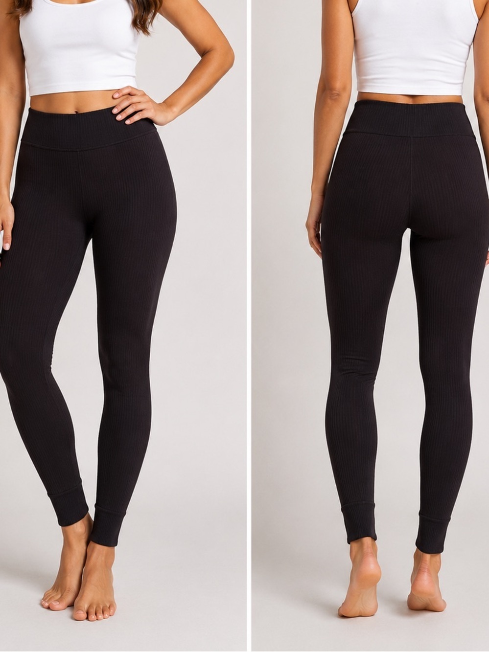 Old Navy Black Women's Leggings with Ribbed Cuffs MEDIUM